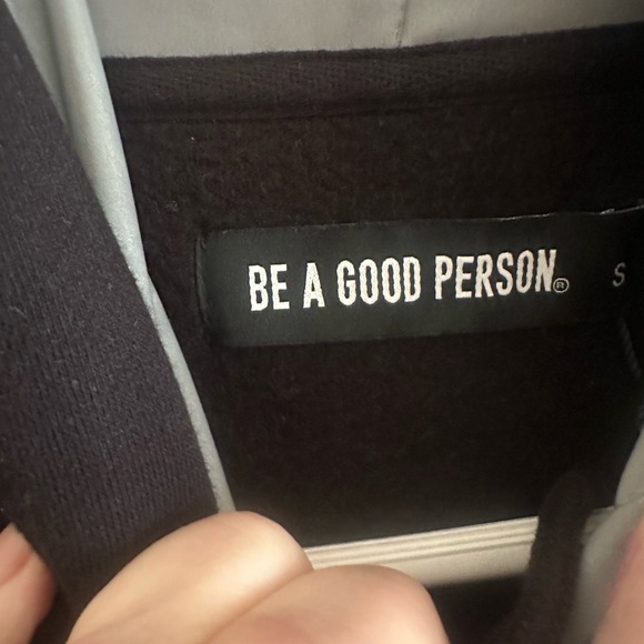 “BE A GOOD PERSON” black and grey hoodie size small - Picture 3 of 4
